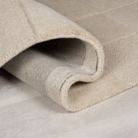 Béžový ručne tkaný vlnený behúň 60x230 cm Checkerboard – Flair Rugs