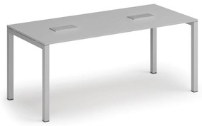 Rokovací stôl PRIMO SQUARE, 180x80 cm, sivá + 2x stolová zásuvka TYP VI, strieborná