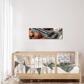 Obraz čokolády a kľúče (s hodinami) (90x30 cm)