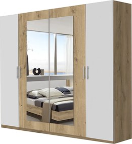 Šatníková skriňa s otočnými dverami Nora, 225 cm, doskový dub/biela