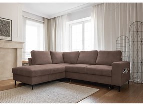 Hnedá menčestrová rozkladacia rohová pohovka (ľavý roh) Lofty Lilly – Miuform