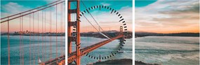 Obraz- Golden Gate, San Francisco (s hodinami) (90x30 cm)