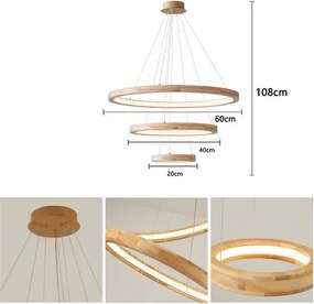 Brilagi - Závesný LED luster UMEA WOOD LED/45W/230V, priemer 60 cm, kaučukovník
