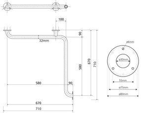 Sapho Sapho, HANDICAP madlo do sprchy 670x670mm, nerez lesk, XH544