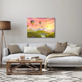Obraz balónov nad krajinou (70x50 cm)