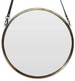Okrúhle zrkadlo na koženom popruhu 42 cm