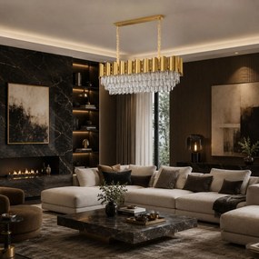 Toolight Toolight, krištáľová závesná lampa, 8×E14, SWE101-CP, zlatá, OSW-30224