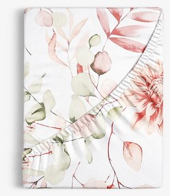 Goldea bavlnená napínacia plachta deluxe - akvarelové kvety 140 x 200 cm