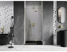 Mexen, Mexen Lunar L výklopné pravé sprchové dvere 100 cm, transparentné, brúsené zlaté - 834L-100-000-55-00-P