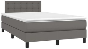 Boxspring posteľ s matracom a LED, sivá 120x190 cm, umelá koža 3270139