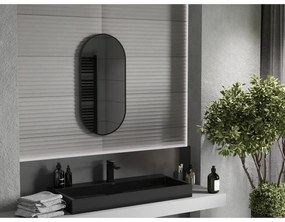 Mexen Loft, oválne kúpeľňové zrkadlo 80 x 40 cm, farba rámu čierna matná, 9851-080-040-000-70