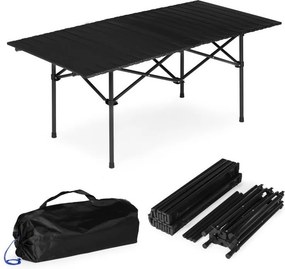 Skladací turistický, kempingový stolík - čierny stolík na piknik Šírka: 55 cm | Dĺžka: 95 cm