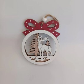 DECOLED Ozdoba s jeleňom, 10 x 12,5 cm, drevená