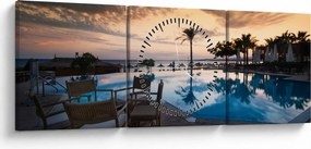 Obraz - Resort pri mori (s hodinami) (90x30 cm)