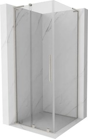 Mexen Velar L, sprchový kút s posuvnými dverami 100 x 100 cm, 8mm číre sklo, brúsená oceľ, 871-100-100-03-97