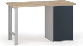 Dielenský pracovný stôl G7, buková škárovka, 1500 x 800 x 840 mm, 1x skrinka, grafit