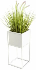 KOVOVÝ KVETINÁČ SO STOJANOM PLAIN 50X24 CM BIELA