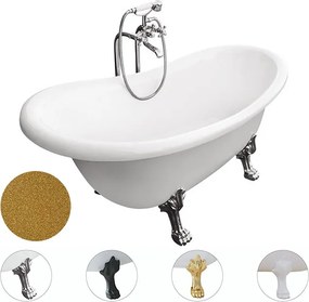 Besco Akrylátová voľne stojaca vaňa Otylia Glam Z 160x77 (170x77) bez prepadu BESCO-Typ výpuste: Click-Clack bez prepadu, chróm, BESCO-Nôžky: Čierna …