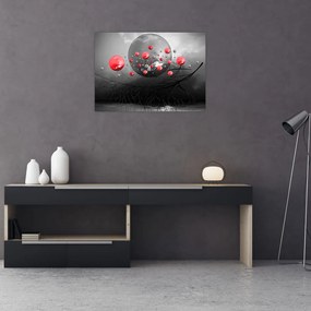 Obraz červených abstraktných gulí (70x50 cm)
