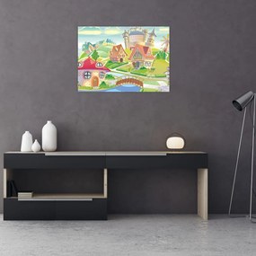 Sklenený obraz - Farebné mestečko (70x50 cm)
