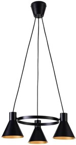 Candellux Čierno-zlatý závesný luster More pre žiarovku 3x E27 33-71156