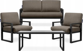 Sada záhradného nábytku stôl pohovka stolík čierna/béžová Konsimo Frena loft