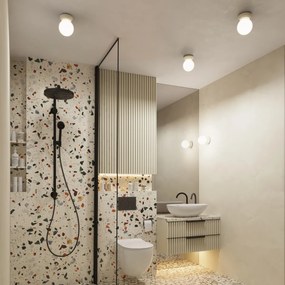 Stropné svietidlo Zori, 1x biele sklenené tienidlo, be