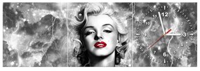 Gario Obraz s hodinami Elektrizujúca Marilyn Monroe - 3 dielny Rozmery: 90 x 70 cm