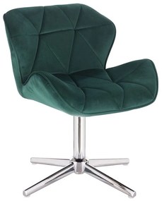 LuxuryForm DESIGN Stolička MILANO VELUR na striebornom  kríži - zelená