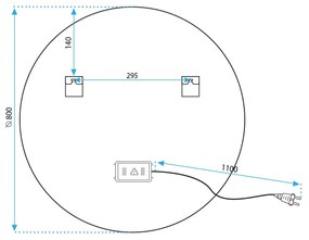 Okrúhle dotykové zrkadlo s LED osvetlením MMJ 80 cm medené