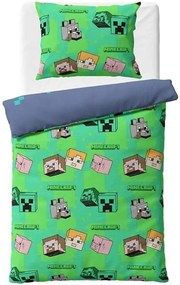 Obojstranné bavlnené posteľné obliečky Minecraft - motív Alex a Steve - 100% bavlna - 70 x 90 cm + 140 x 200 cm