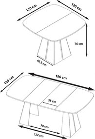 Dizajnový rozkladací jedálenský stôl SUDE 100/180 - 120/200 cm Veľkosť stola: 100 - 180 cm