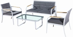 ZÁHRADNÝ SET RARO 2 x KRESLO + 1 x POHOVKA + STÔL BIELY + ŠEDÝ