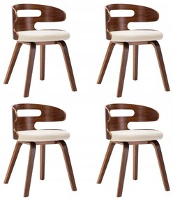 Petromila Jedálenské stoličky 4 ks krémové ohýbané drevo a umelá koža