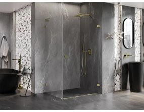 Mexen Lunar-B L výklopný sprchový kút pravý 100 x 70 cm, číre sklo, zlatá matná, 832L-100-070-55-00-P