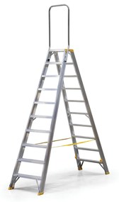 Obojstranné hliníkové schodíky ALVE FORTE s madlom, 2x10 stupňov, výška 2,12 m