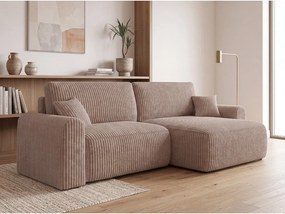 Rozkladacia obojstranná sedacia súprava do L NORDEN TILIA 250x140 cm, svetlohnedá