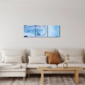 Obraz - Chladné vodopády (s hodinami) (90x30 cm)
