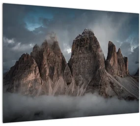 Sklenený obraz - Tri Zuby, Talianske Dolomity (70x50 cm)