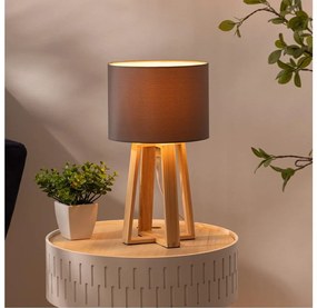 Atmosphera - Stolná lampa MOLU 1xE27/25W/230V borovica/šedá