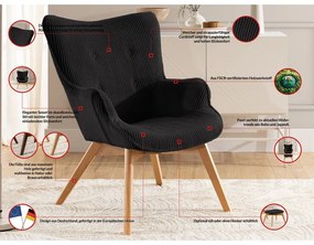 Čierne menčestrové kreslo Niko – Ropez