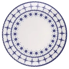 24-dielna jedálenská súprava, biela/modrá, porcelán