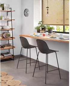 Antracitová kovová/plastová záhradná barová stolička Quinby – Kave Home