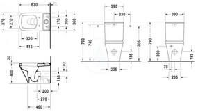 DURAVIT DuraStyle WC kombi misa, Vario odpad, s HygieneGlaze, biela, 2155092000