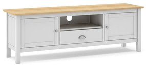 Biely/prírodný TV stolík z borovicového dreva 158x53 cm Misti – Marckeric