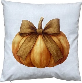 Dekoračný vankúš tekvice s mašľou - 45*45*4 cm