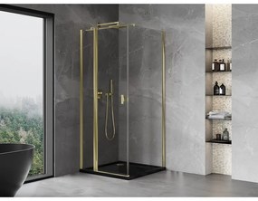 Mexen Mist T, sprchový kút s krídlovými dverami, 95 x 95 cm, 8mm číre sklo, zlatý lesklý profil, 8A4T-095-095-50-00