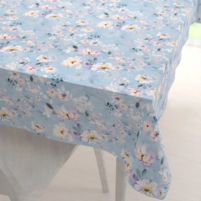 Biante Zamatový obdĺžnikový obrus Tamara TMR-044 Jarné kvety na nebesky modrom 120x140 cm