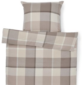 Flanelová posteľná bielizeň, sivo-béžová károvaná, štandardná veľkosť