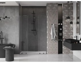 Mexen Velar Duo, posuvné dvere do otvoru 160x200 cm, 8mm číre sklo, grafitová matná, 871-160-000-02-66